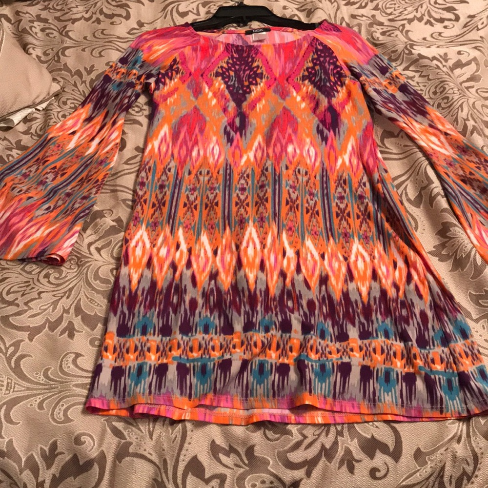 Multicolor Dress - Long Sleeve and Mid Thigh